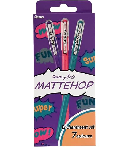 Amazon.com : Pentel Matte Hop Sweet Color Ballpoint Pen, 7 Colors